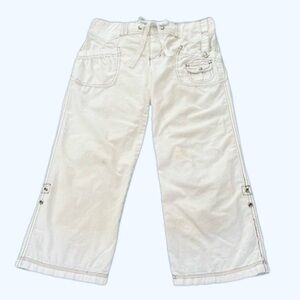 DKNY Convertible Pants, Size 4, White with Tan Stitching